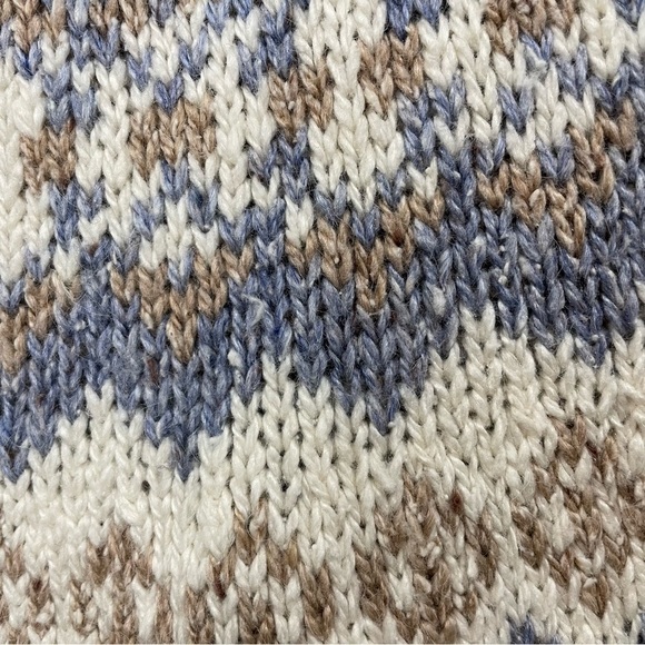 𝅺[m] Vintage White & Blue Zip-Up Snow Bunny Winter Fair Isle Print Knit Sweater - Picture 8 of 16